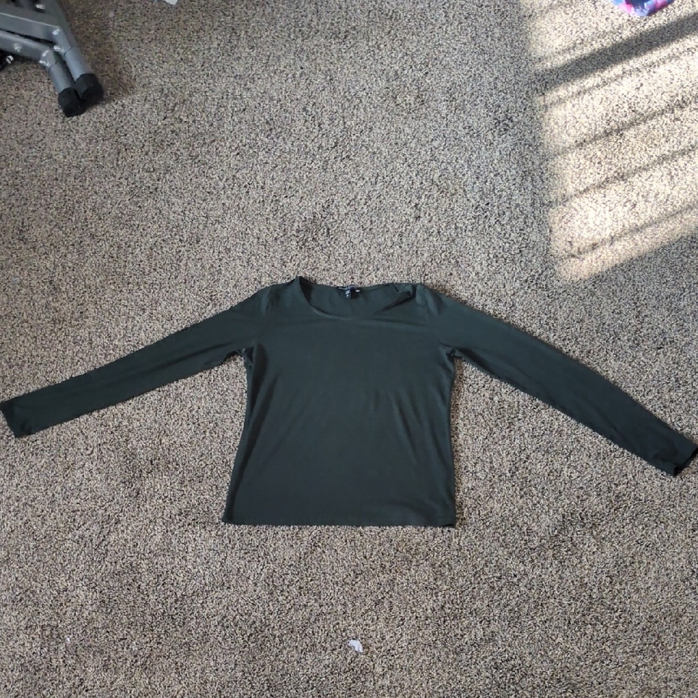 Eileen Fisher Forest Green Long Sleeve Top
